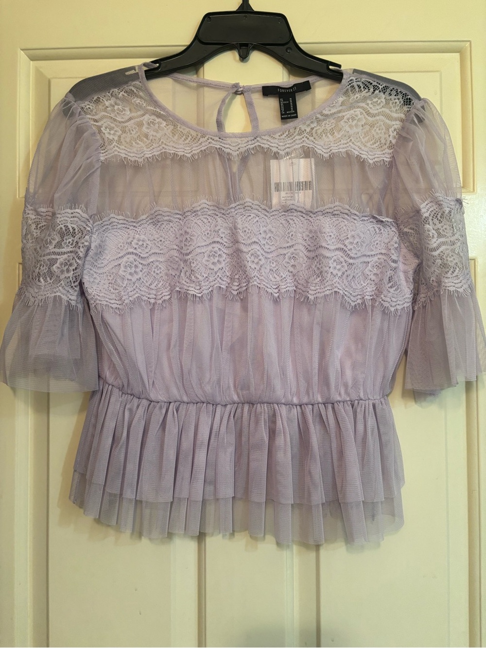 Forever 21 Lavender Lace Peplum Blouse